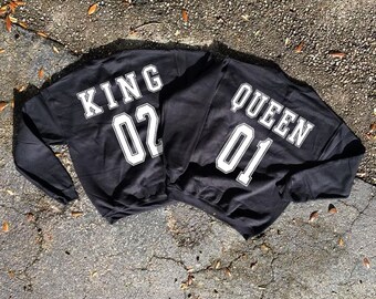 Any number! Crewneck set "King and Queen" set of 2 - couples Crewneck - unisex Crewneck - gift for her and for him - couples apparels