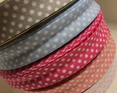1 meter, Spotty, bias binding, sewing bias, sewing trim, ribbon, cotton bias, polka dots , fabric edging