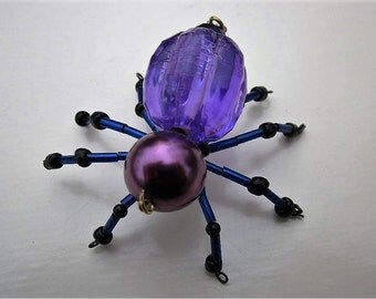 1 Spider Beaded purple and Black