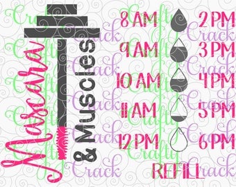 Mascara & Muscles Water Bottle Decal Tracker - SVG, DXF, PNG - Digital Download for Silhouette Studio, Cricut Design Space