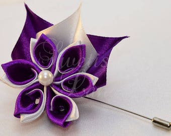 Boutonniere twisted, kanzashi satin flower, corsage, brooch, boutonniere, kanzashi, fabric flower