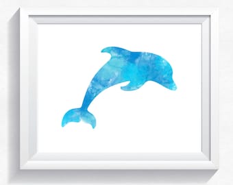 70%OFF Dolphin print, watercolor print watercolor dolphin watercolor poster, dolphin wall art, dolphin painting, dolphin printable, download
