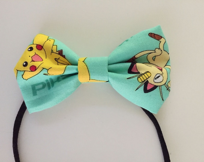 Pikachu fabric hair bow or bow tie