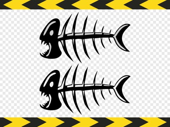 Download Fish Piranha skeleton SVG Art Print Clipart DIY Decal Sticker