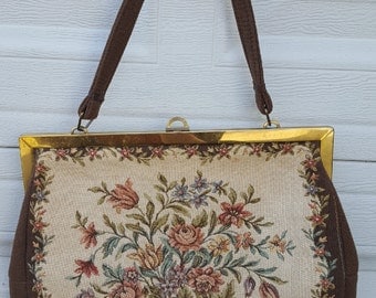 Vintage Large West Germany Carpet Bag Tapestry Purse