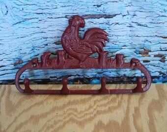 Cast Iron Rooster key hook (Burgundy)