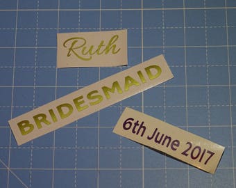 Wedding hanger sticker set, personalised decal with name, date and role | Custom Vinyl Lettering