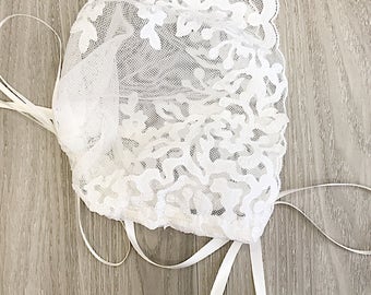 Lace baby christening baptism bonnet