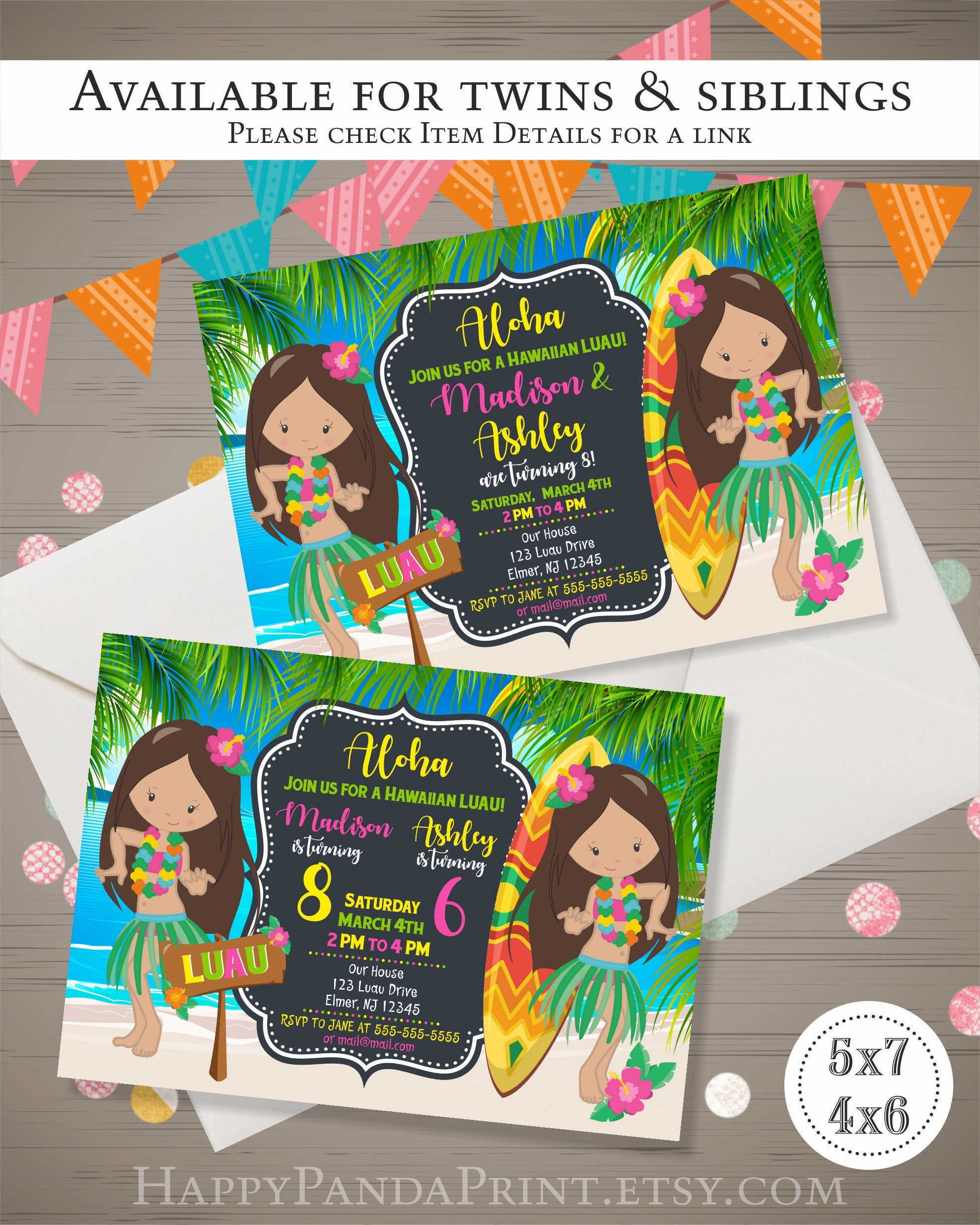 Hawaiian Birthday Invitation Luau Invitation Aloha Invite Luau Hawaiian Birthday Invitation Luau Invitation Aloha Invite Luau