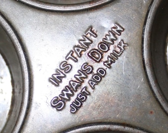 Swans Down Muffin Pan Tin Instant Swans Down Muffin Pan 10.25 in by 7 in 1940s 50s