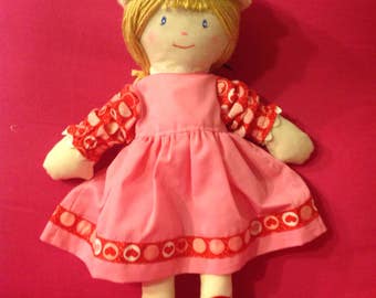 Handmade Cloth Doll with Two Outfits and Hat