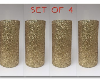 Set of 4 Bling Cylinder Vases, Gold vases, Glitter Centerpiece, Home Decor, Party Centerpiece, Wedding Centerpiece