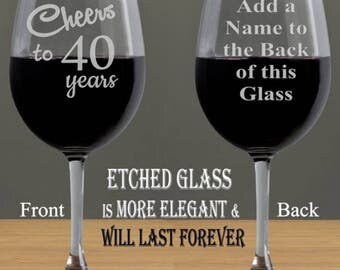 40th Cheers to 40 Years, Birthday for Women, 40th Birthday Gifts for Men, 40th Birthday, Personalized Birthday Gifts, Wine Glasses