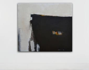 large painting, large abstract painting, original painting, wall art, black and white painting, acrylic on canvas, 36x40 inch, gray