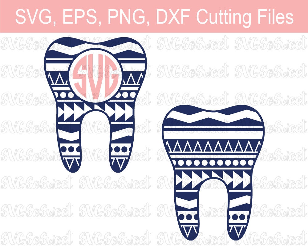 Aztec Tooth svg Monogram Frame Tooth svg Dentist Design