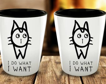 Funny Shot Glasses for Men, I do what I want, Retirement gifts, Funny Shot Glasses, Cat Lovers Gifts, Cancun Shot Glass, Set of 1 or 2 or 4