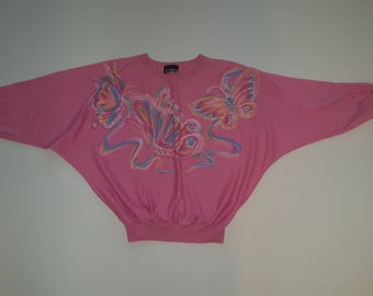 Vintage 80's Dolman Sleeve Pink Top -- Size: Medium