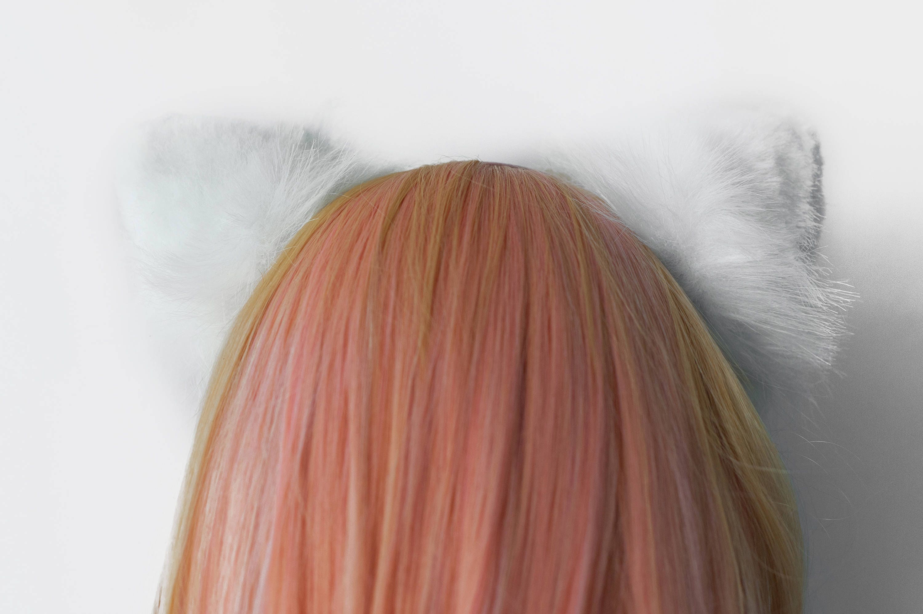 White Cat Fur Ears Headband