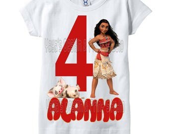 Moana Girls Printable Iron On Transfer - Custom Personalized T-Shirt Decal Design - Digital File