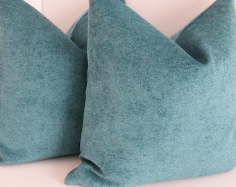 Chenille Turquoise Pillow Cover- Turquoise Pillow Cover- Elegant Pillow Cover- Chenille Pillow- Aqua Pillow Cover- Teal Pillow
