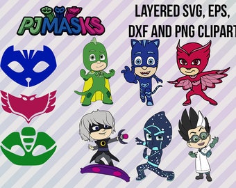 Pj Masks Svg, Pj Masks Clipart, Pj mask dxf, eps, vectors files. Pj Masks Cut files, Clip art, Pj mask png, Printable pj mask characters svg