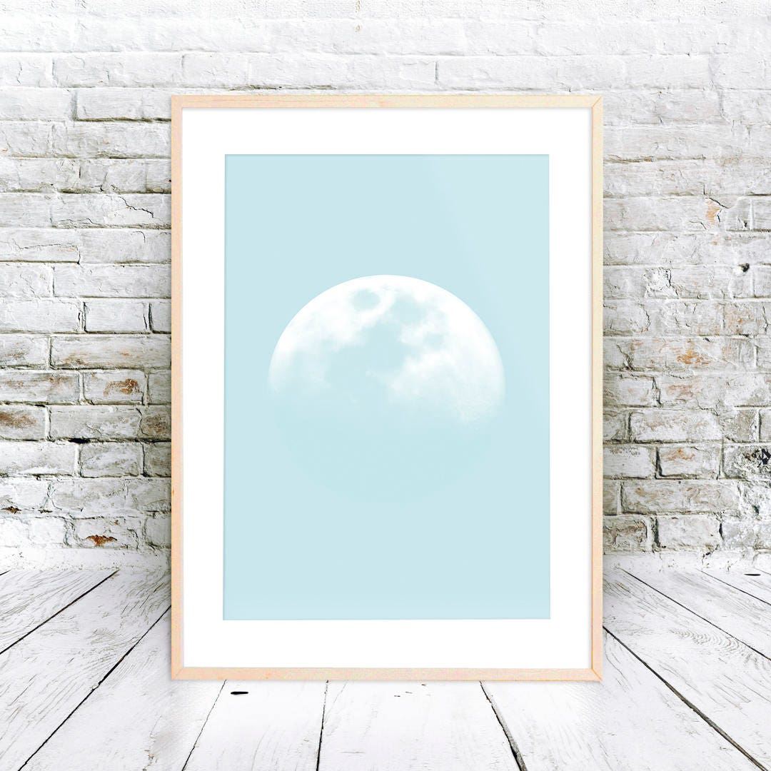 Printable Blue Moon Wall Decor Full Moon Wall Art Full Moon
