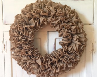 18" Burlap Ruffle Wreath - Burlap Wreath - Farmhouse Wreath - DIY Decorating Wreath - Natural Burlap - Embellish Yourself Wreath