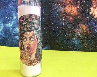 Medusa ϟ 8" Altar Candle - Greek Mythology - meditation - Gorgon - channeling - worship - handmade
