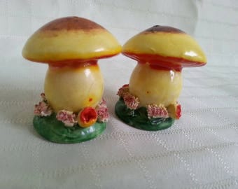 Made in Japan. Vintage small mushroom salt and pepper shakers.