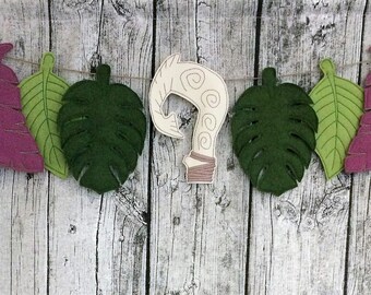 Moana Birthday Banner, Maui Birthday Banner, Moana Maui Banner, Felt Hawaiian Banner, Nursery Moana Banner, Leaf Banner