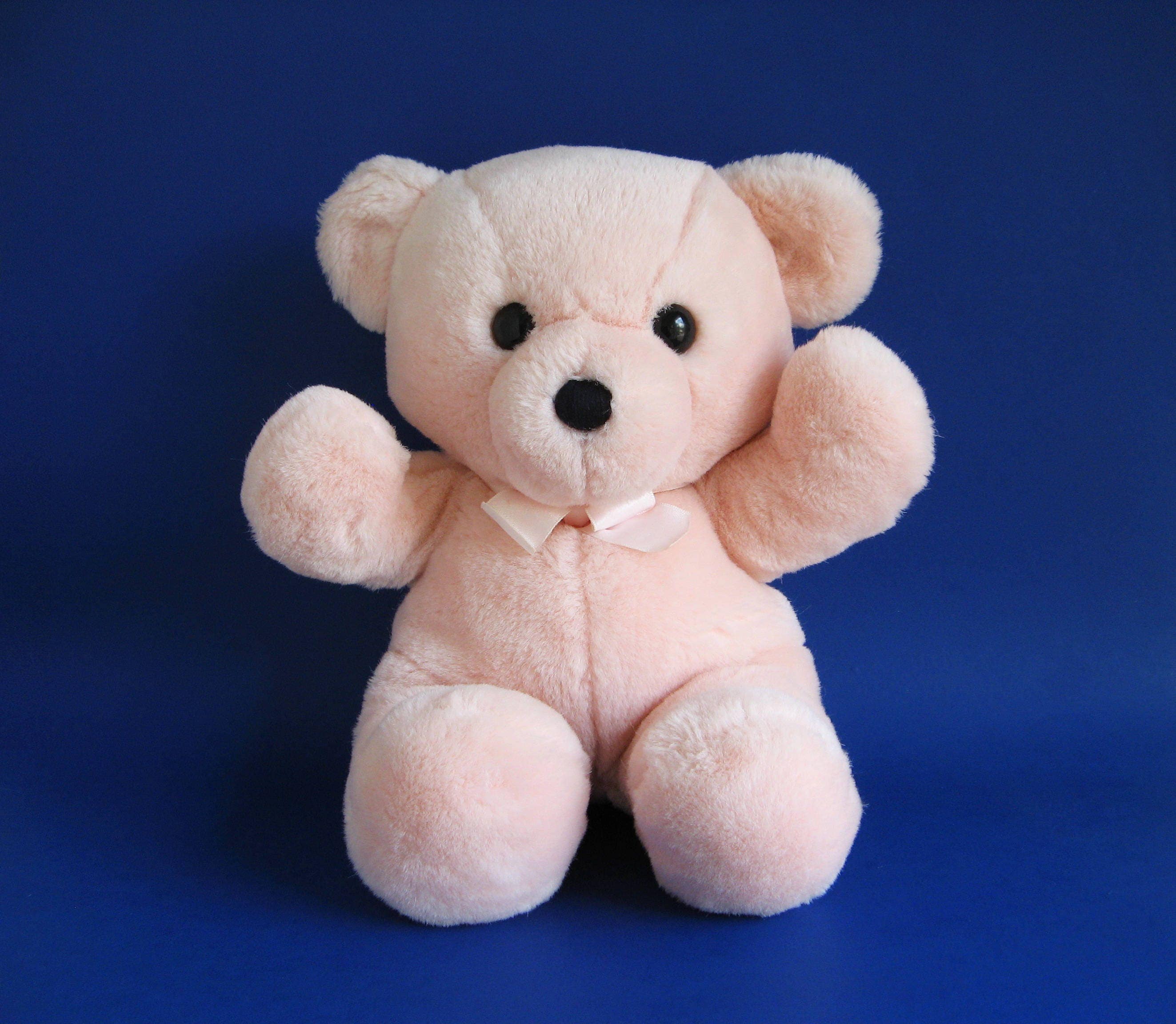 Vintage Dakin Cuddles Teddy Bear Pink stuffed animal 1970s