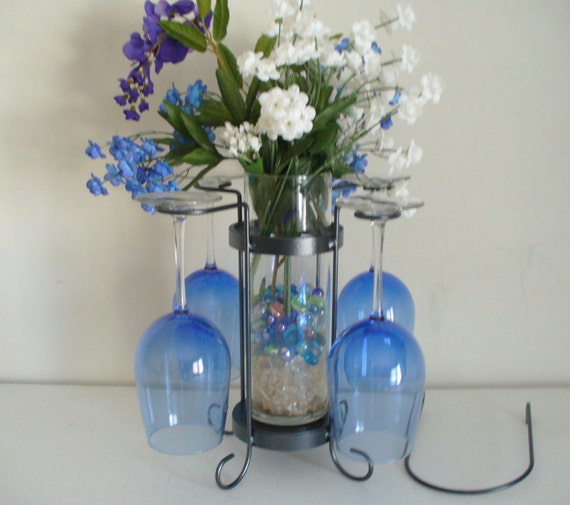 4Glass single bottle tabletop wine holder by MinnesotaIronWorks