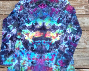 Womens L XL Tie Dye Shirt Long Sleeve Psychadelic Large Tie Dye Extra Large Tie Dye Tee