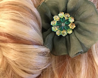 Green with Envy - Floral Hair Adornment