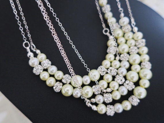 Bridesmaid Necklace Set Of 5 Pearl Necklace Bridesmaid 5739