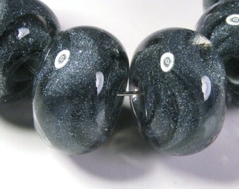 Lampwork Boro Beads - bbglassart glass bead set - Lampwork beads, Silver Sparkle