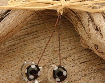 PUFFY HEARTS - Earring Pair - Heart Shaped Handmade Lampwork Head Pins - 2 Headpins