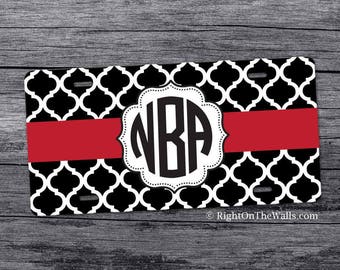 Lattice Monogram License Plate, Personalized Car Tag, Patterned Front Car Plate, Monogrammed Car Accessories, Vanity Plate