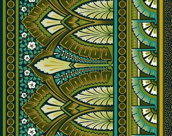 Deco Elegance Border Stripe Teal Jason Yenter Fabric 1 yard