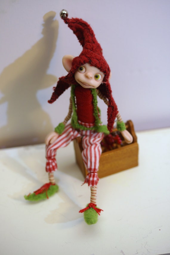 ooak poseable the little working CHRISTMAS ELF with his tools