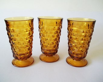 Colony / Indiana Whitehall Amber Iced Tea Glasses, Set of 3, USA 1960s