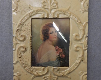 TIN CEILING Butterscotch Picture Frame 8x10 Shabby Recycled chic 541-16