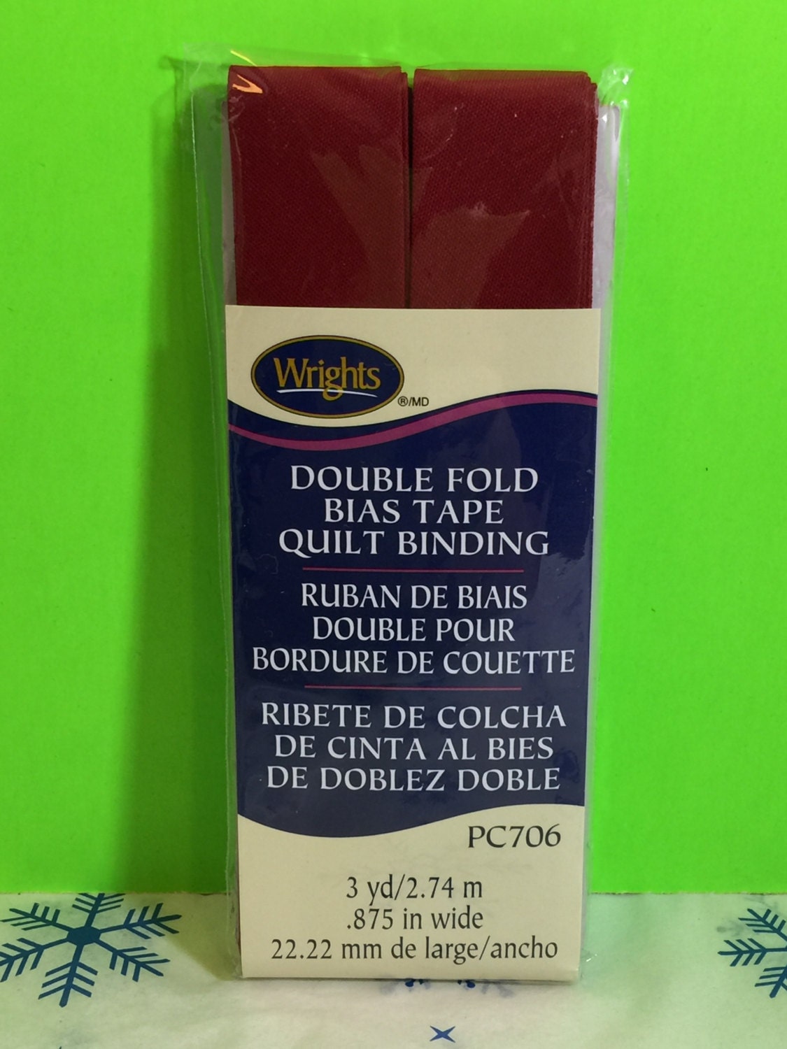 Wrights PC706 Double Fold Bias Tape Quilt Binding Red 3 Yards