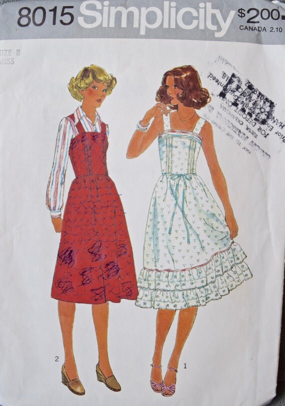1970's Simplicity 8015 Vintage Sewing Pattern Dress Jumper with