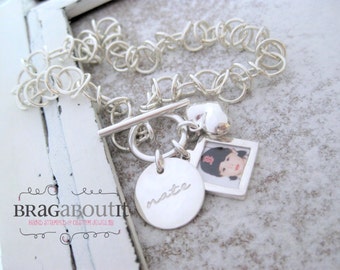 Photo Charm . Sterling Silver Bracelet . Hand Stamped Jewelry . Capture Collection . Brag About It