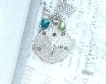 Silver Sand Dollar Necklace Ocean Charm Necklace Sand Dollar Charm Necklace Sand Dollar Gift