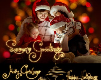 Christmas Gems - Sparkler Overlays - CHRISTMAS SHIMMER - (5) Flat .png files - Photography Overlays For Your Photos and Quick Pages.