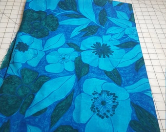 Blue Green challis floral Tropical 1-2/3yd