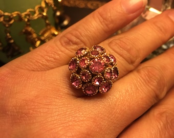 Vintage pink cluster Sarah Coventry ring