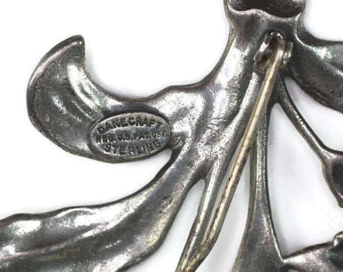 Danecraft Sterling Brooch Floral Design Vintage Signed